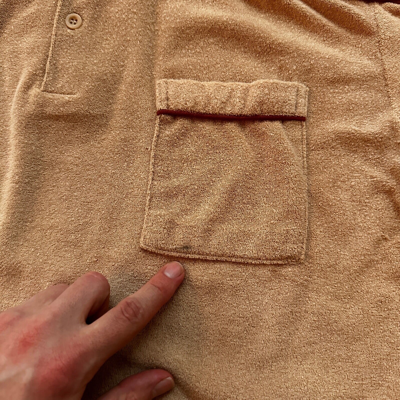 VTG Mens HUK-A-POO 70s Terry Cloth Knit Polo Shirt Rockabilly XL 1970s Cotton