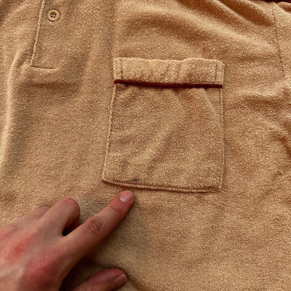 VTG Mens HUK-A-POO 70s Terry Cloth Knit Polo Shirt Rockabilly XL 1970s Cotton