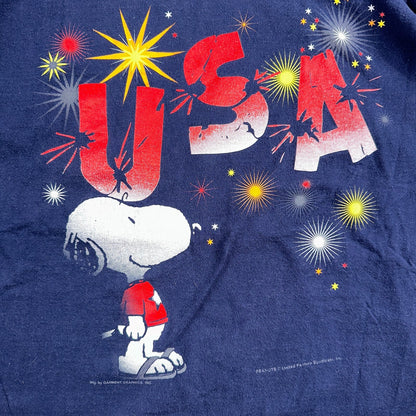 Snoopy 90s 4th of July VTG T Shirt Fireworks Graphic Dog Single Stitch Cute USA