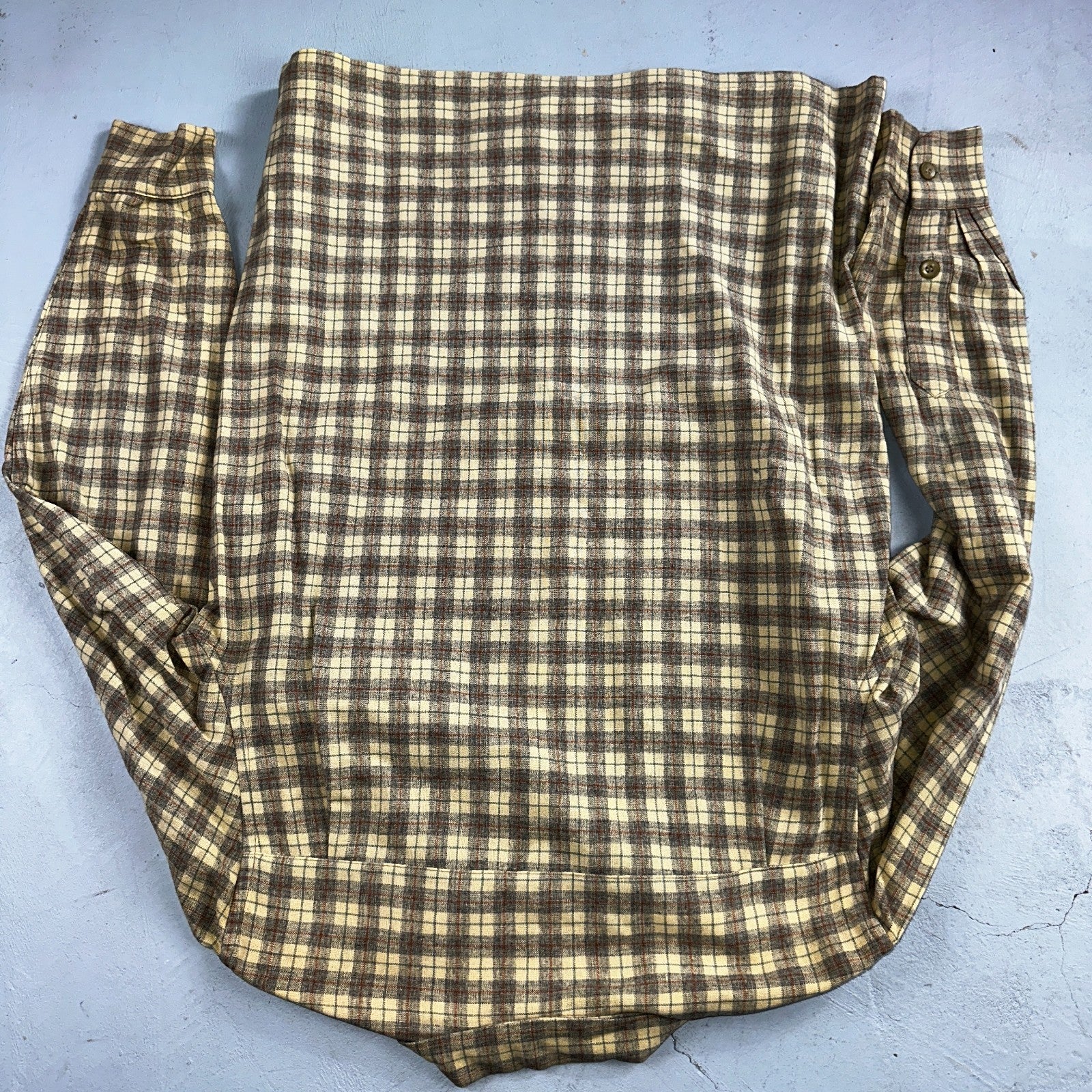 Pendleton VTG Board Shirt Plaid 100% Wool Button Down Size M Plaid 1960s Camp