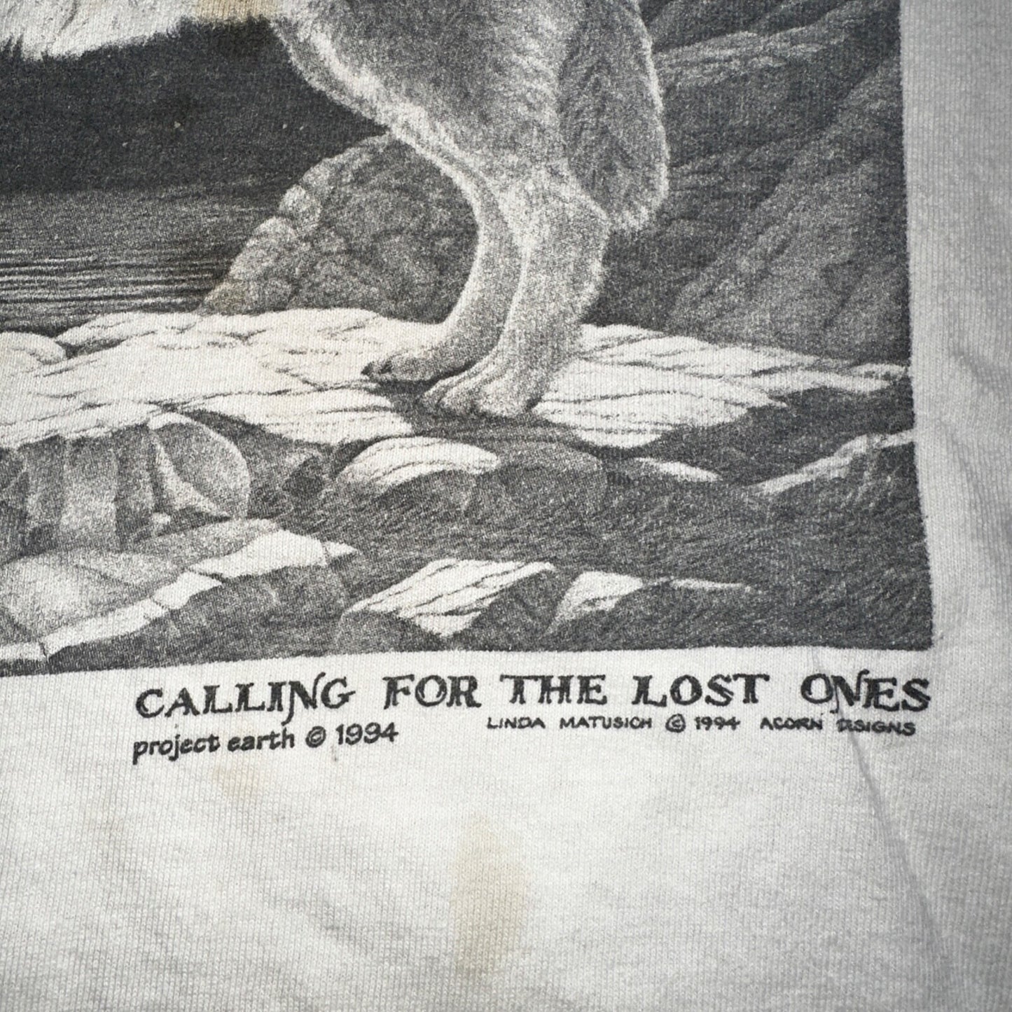 Wolf Howling Rare 90s VTG T Shirt Single Stitch Earth Animals Grunge Art Photo