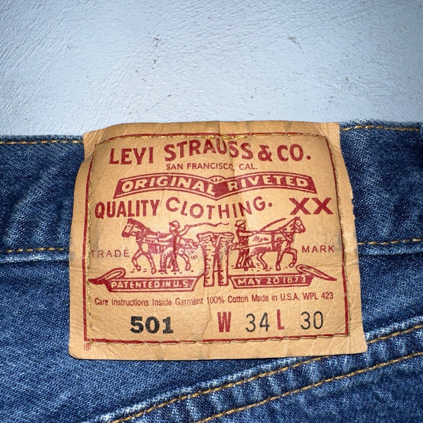 Levis 501 Vintage 90s USA XX Straight Leg Jeans Blue Med Wash 34x30 Act 32x27