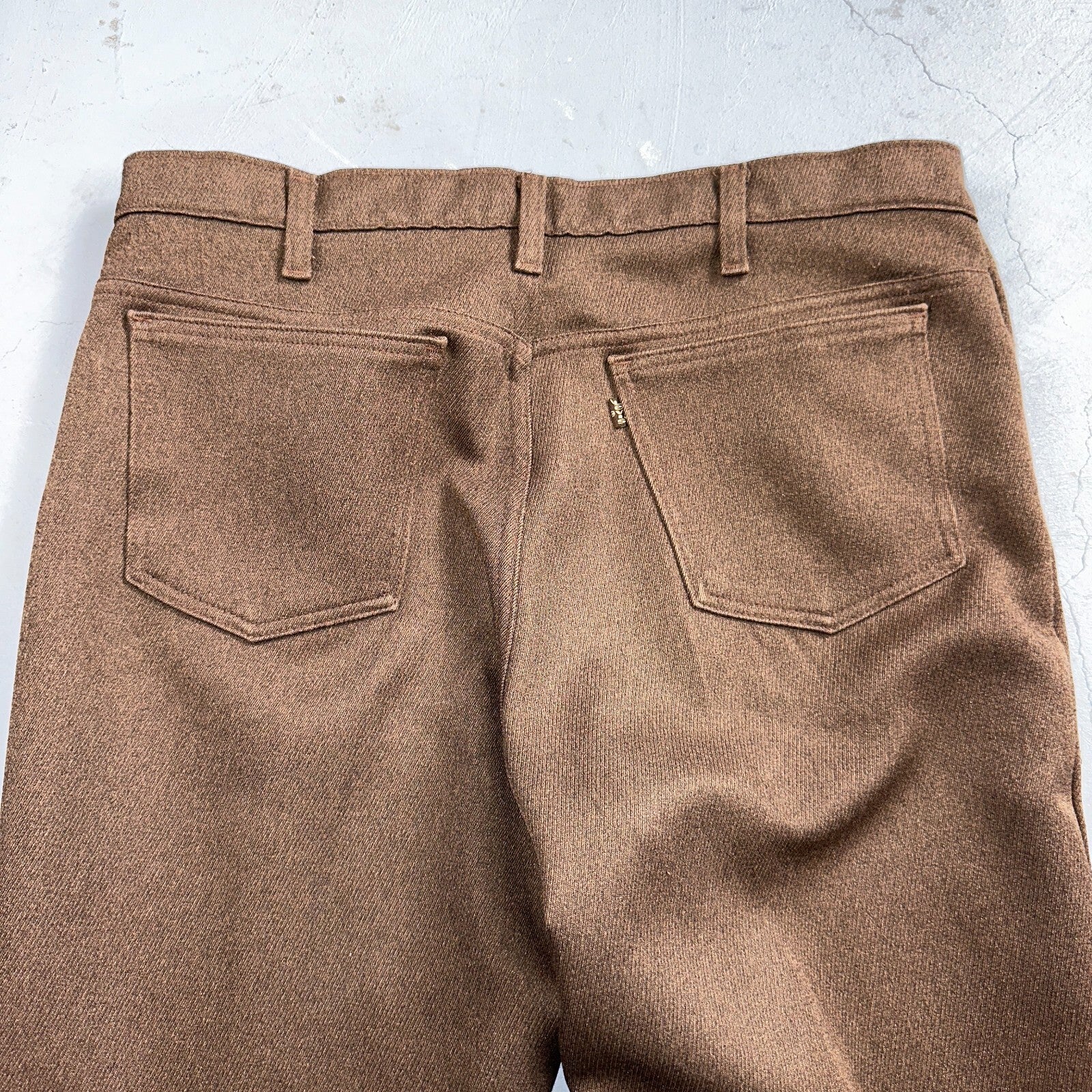 Levis 70s USA 517 36x31 Bootcut Pants Brown Polyester Slacks Vintage 35x30