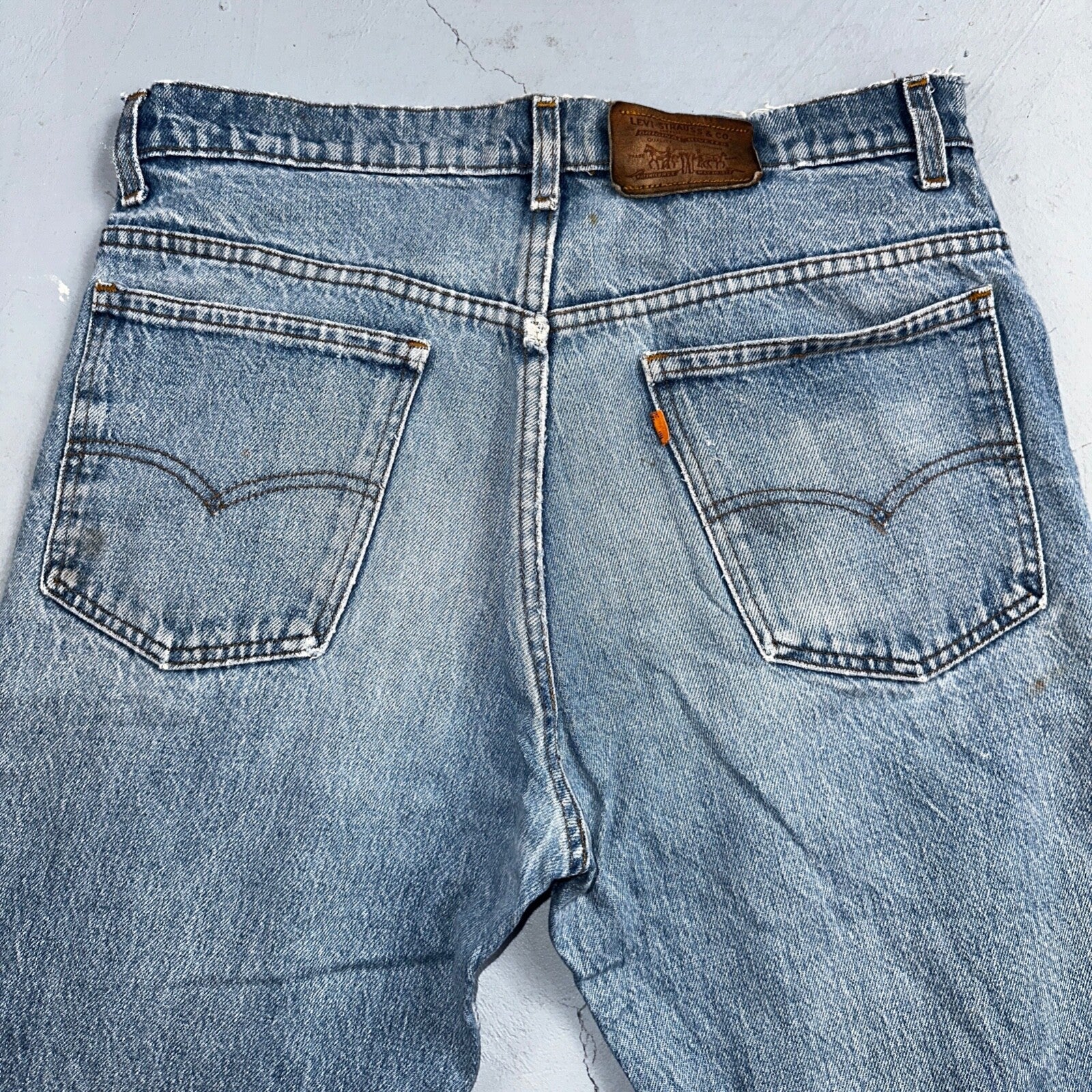 Levis 517 Vintage 80s USA Orange Tab Bootcut Flare Blue Worn Jeans Act 32x34