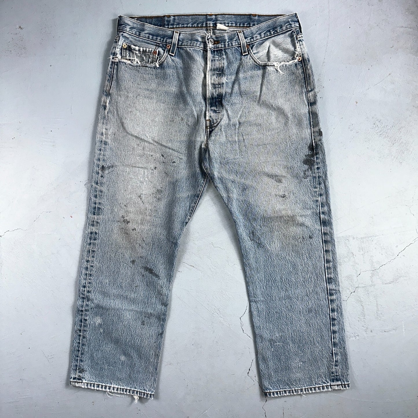 Levis 501 Vintage Y2K XX Straight Leg Jeans 90s Blue Light Wash 38x30 Act 35x26