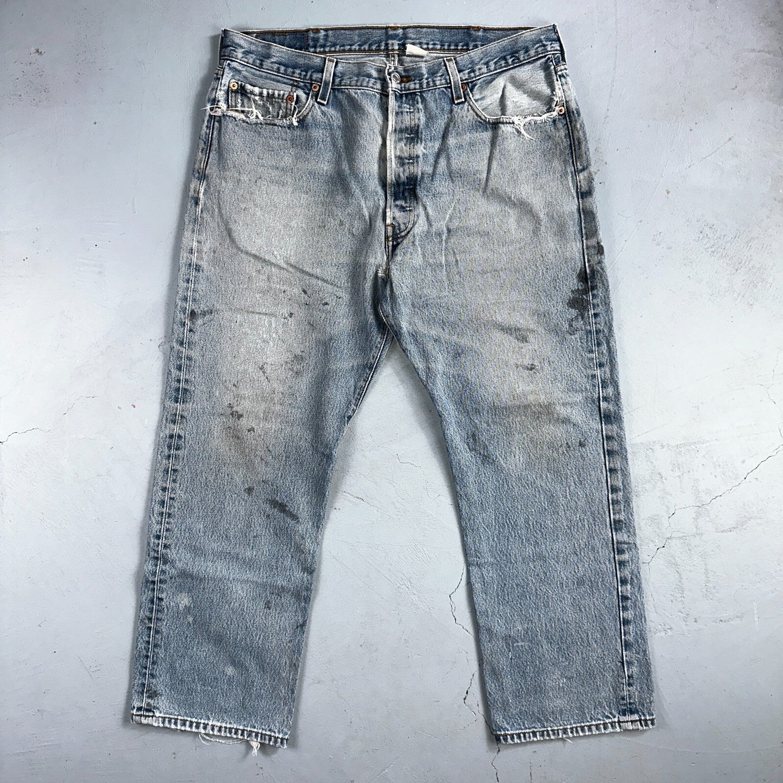 Levis 501 Vintage Y2K XX Straight Leg Jeans 90s Blue Light Wash 38x30 Act 35x26