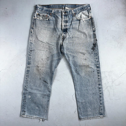 Levis 501 Vintage Y2K XX Straight Leg Jeans 90s Blue Light Wash 38x30 Act 35x26