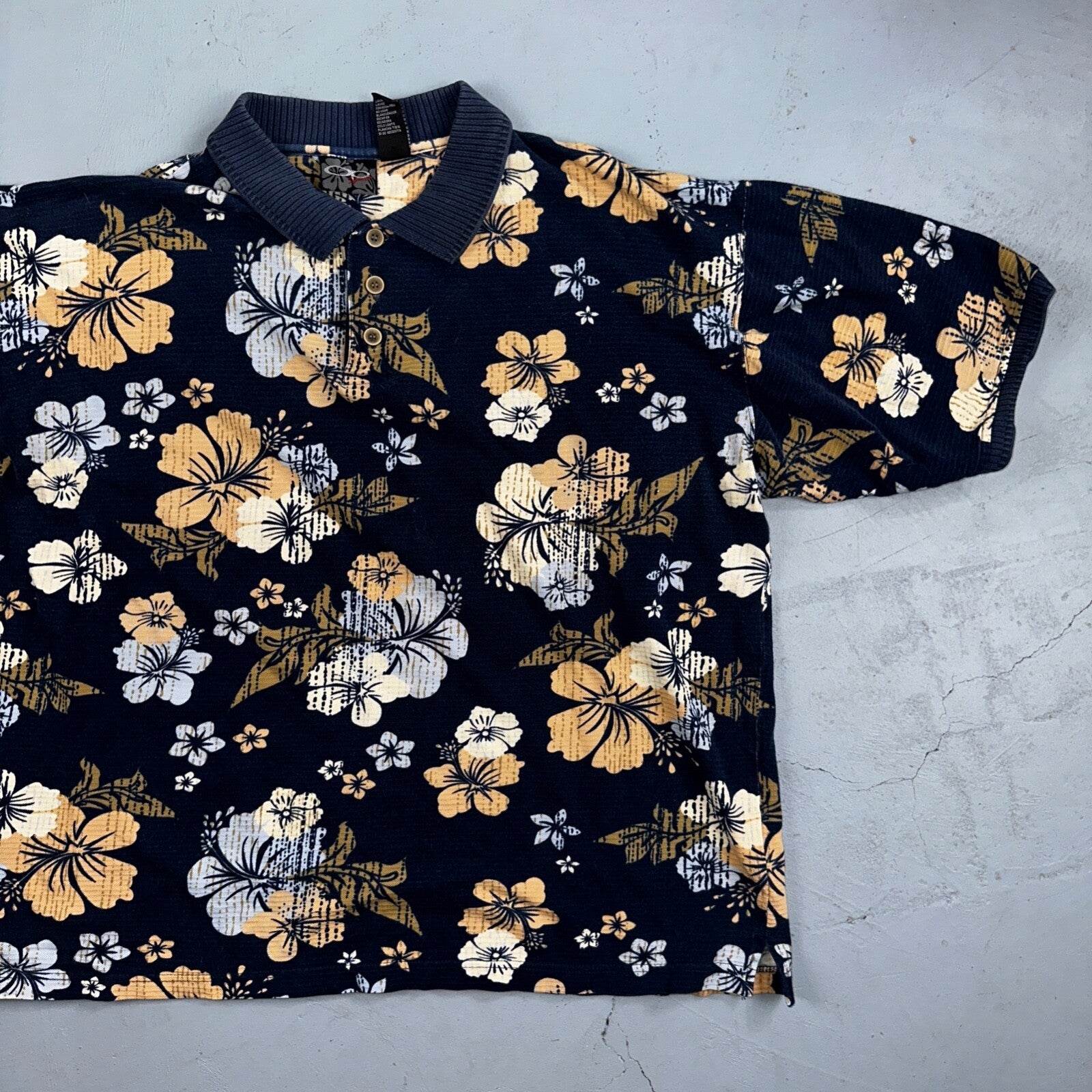 OP Hawaiian Shirt Ocean Pacific Floral Palm Tree Cotton VTG 90s Print Aloha XL