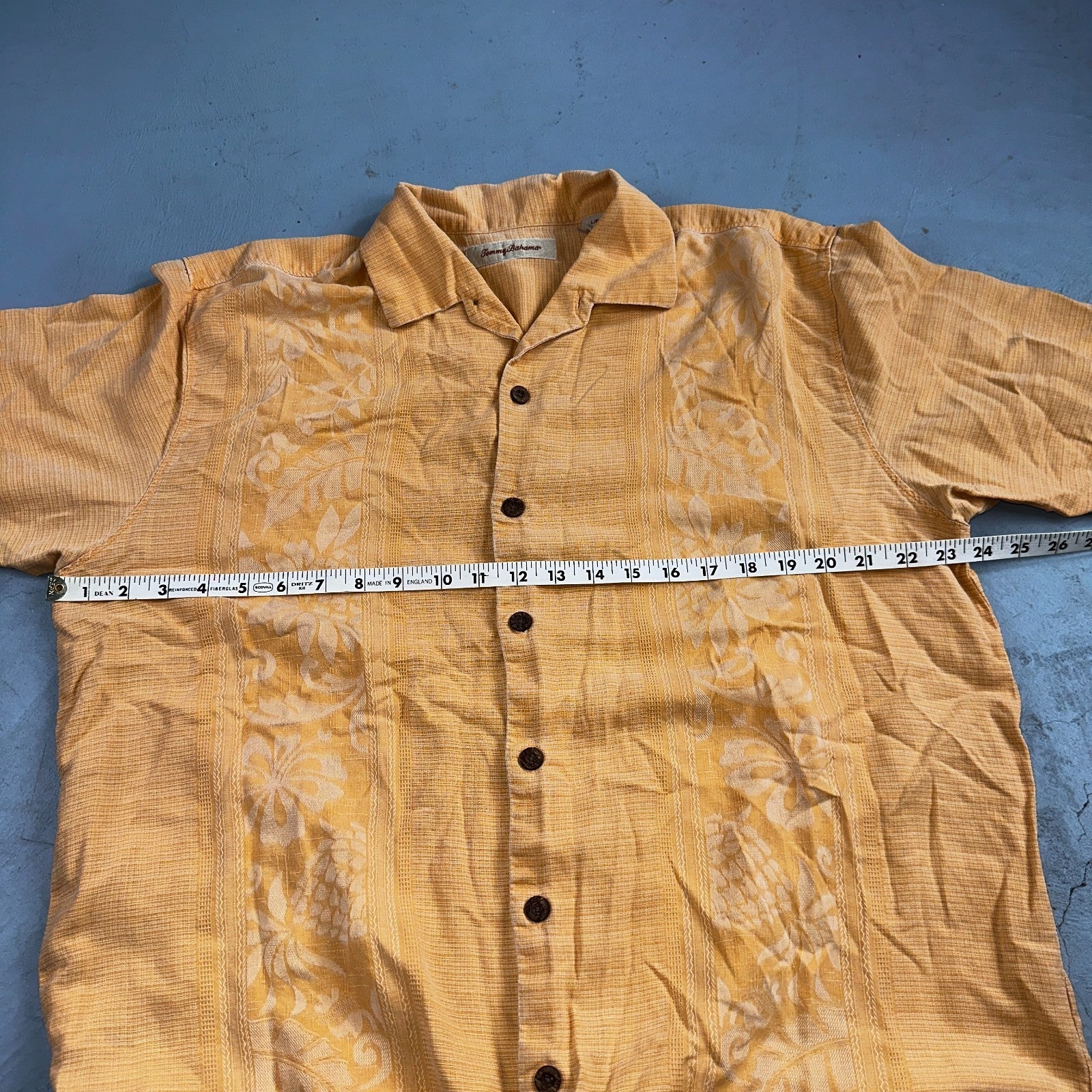 Tommy Bahama Mens Camp Hawaiian Shirt L Silk Orange Aloha Floral Summer