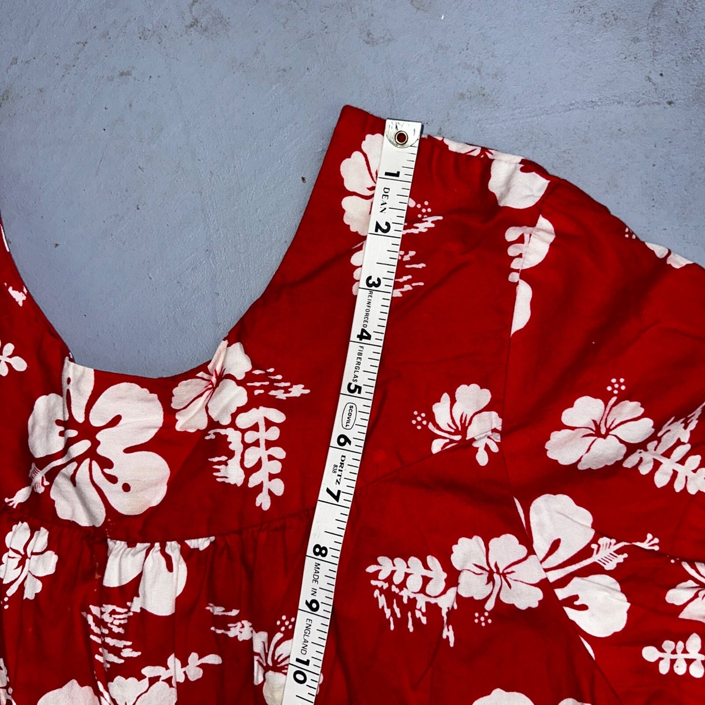 Vintage 60's Ui-Maikai Barkcloth Red and Blue Hawaiian Dress Lot Needs Repairs