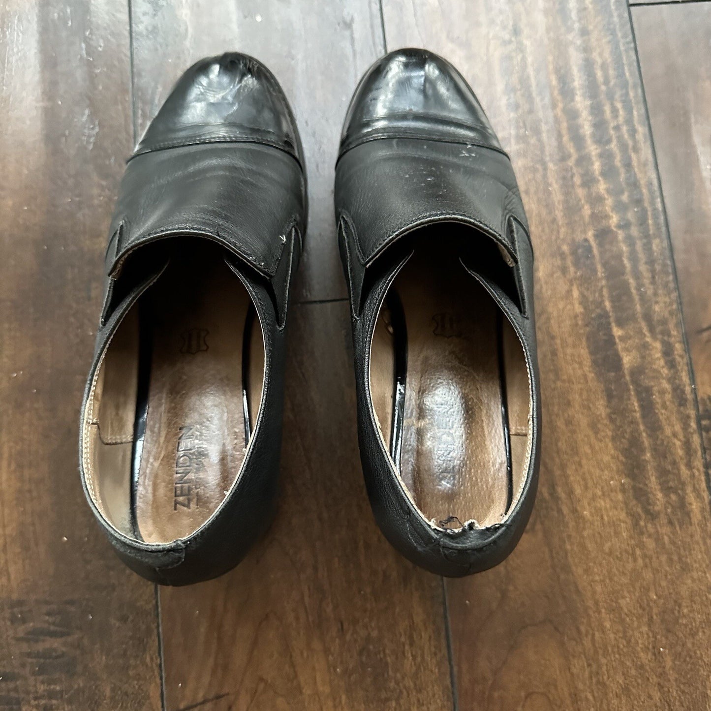 Zenden Genuine Leather Black Up Shoes 40 Euro Vtg Y2K Heels Mules Summer Dress