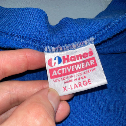 1990s VTG Hanes Sport Blank Sweatshirt XL Blue Made In USA Crewneck Basic