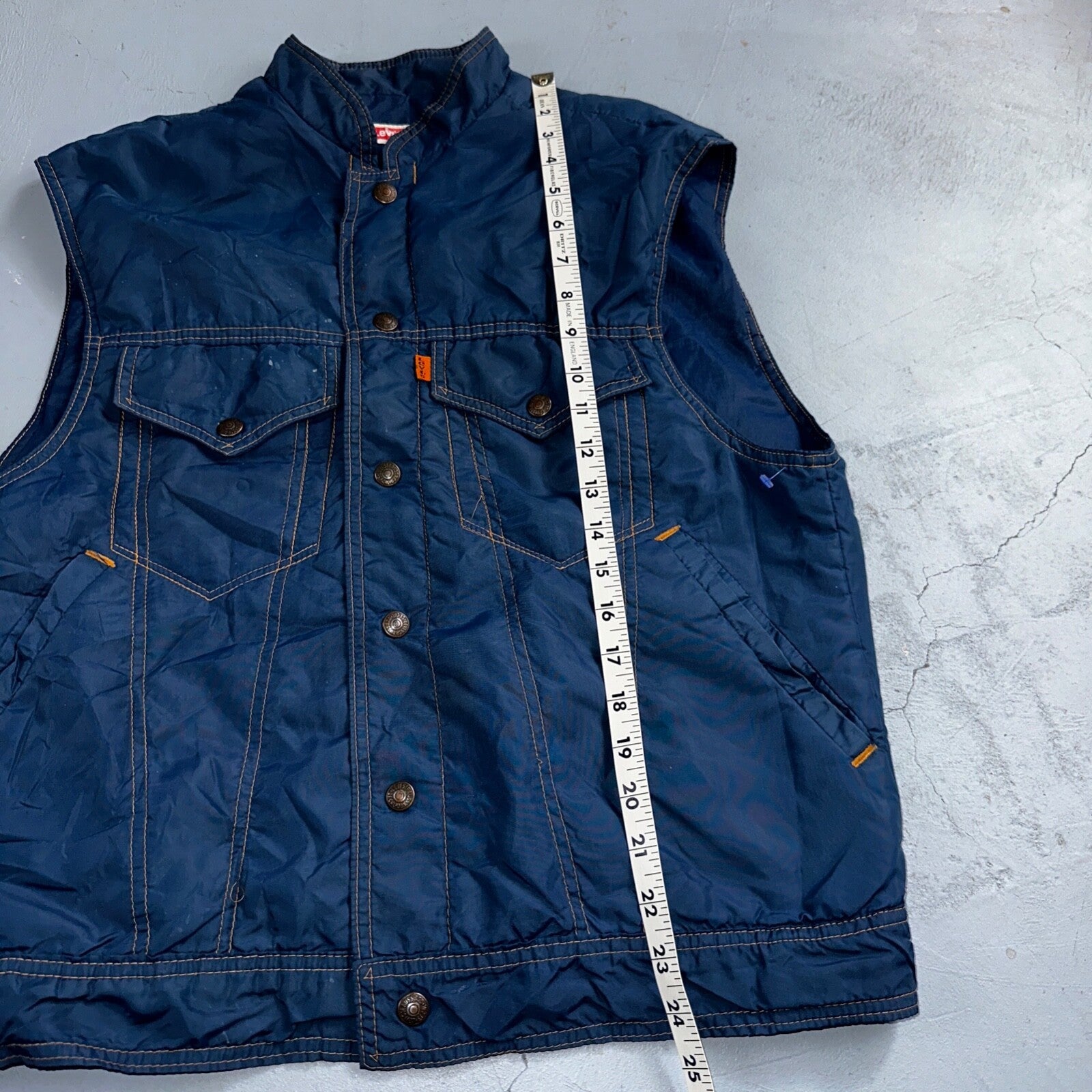 Levis VTG Vest Blue Nylon Jacket Orange Tab 1980s 80s Type 3 Warm Up Rare