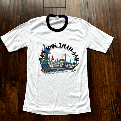 Bankok Thailand 80s Vintage T Shirt Medium Very Slim Ringer Sailing Travel Cool