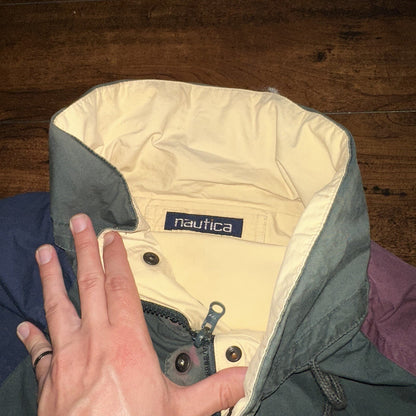 VTG 90s Nautica Reversible 90s Green Sport Jacket XL Green White Colorblock Sail