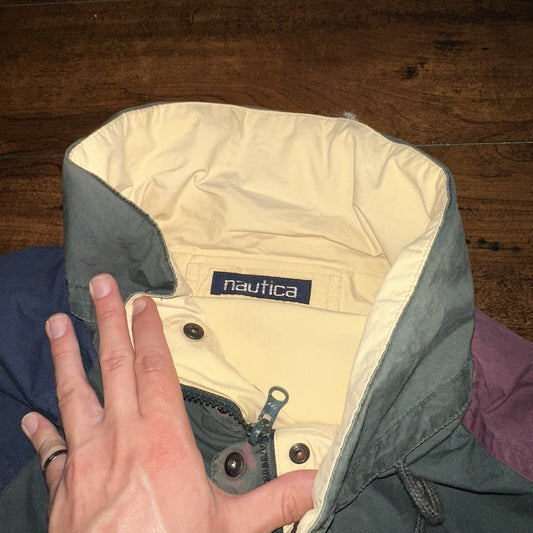 VTG 90s Nautica Reversible 90s Green Sport Jacket XL Green White Colorblock Sail