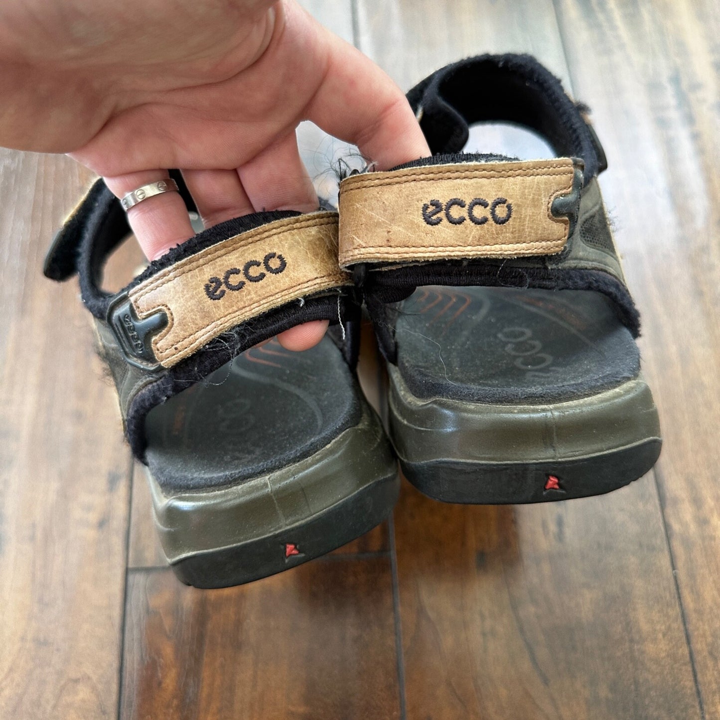 ECCO Yukatan Receptor Brown Leather Sport Sandal Shoes Mens EU 44