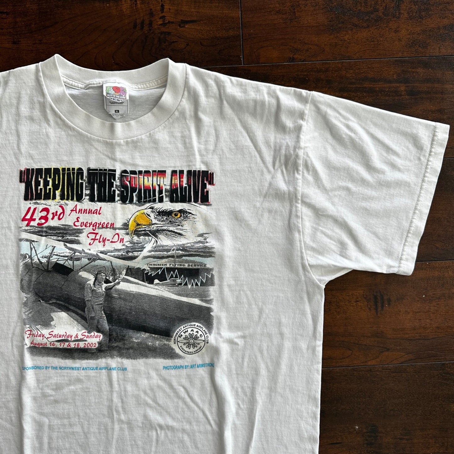 Airplane Portland Oregon Vintage T Shirt Flying Pilot Bald Eagle USA America