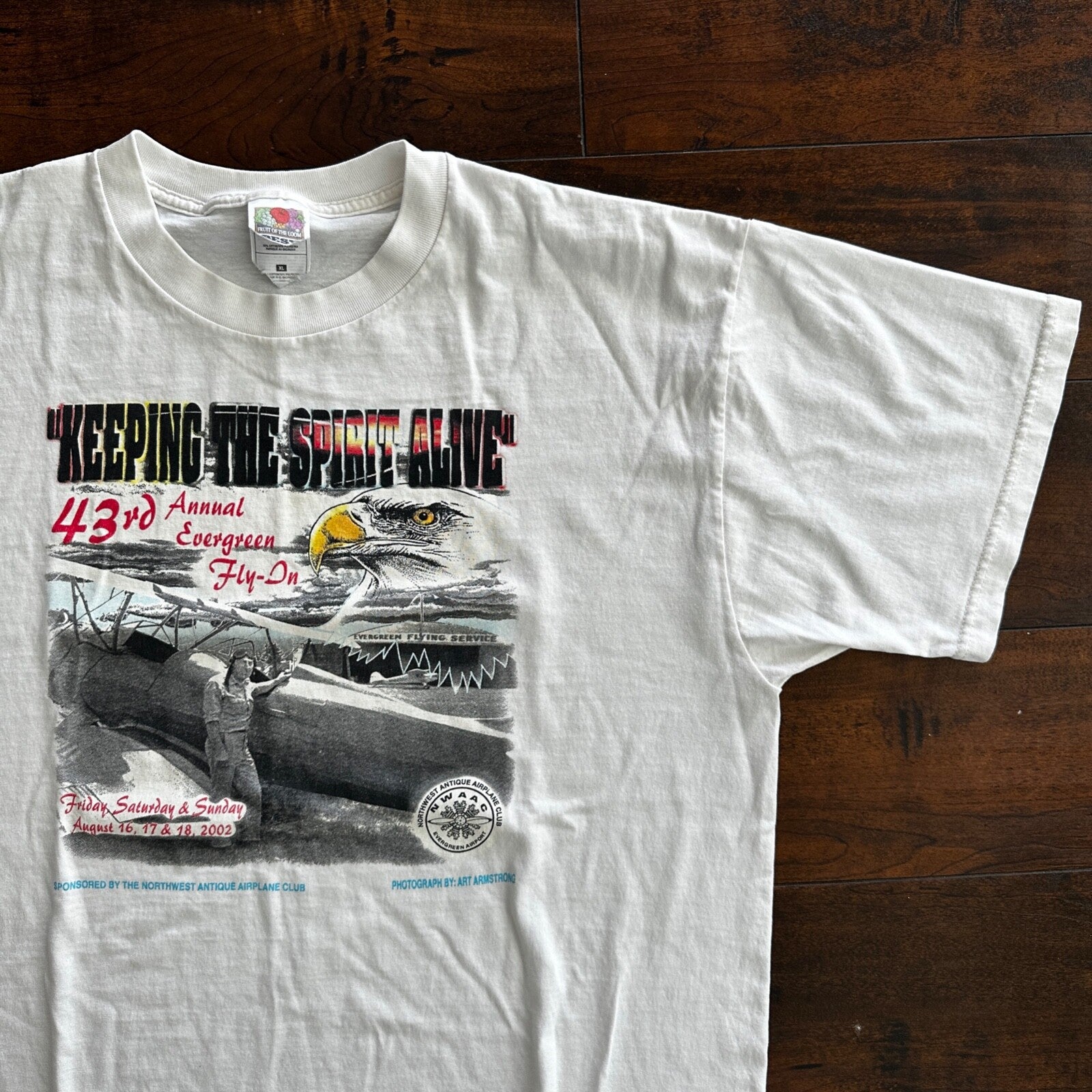 Airplane Portland Oregon Vintage T Shirt Flying Pilot Bald Eagle USA America