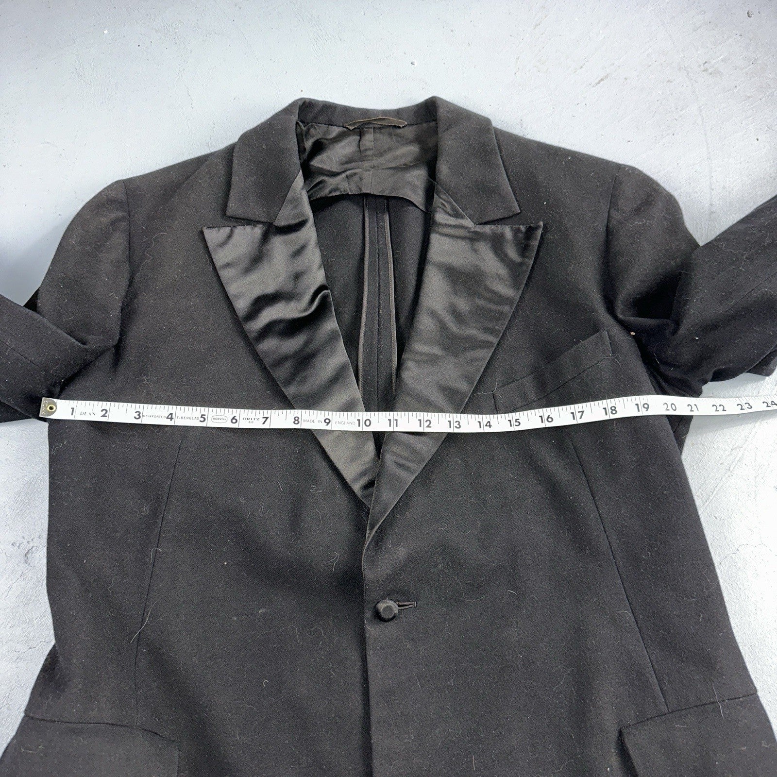 VTG 1930s Mens 1 PC Suit Tuxedo Coat Jacket Black 20s Antique Skinners Satin