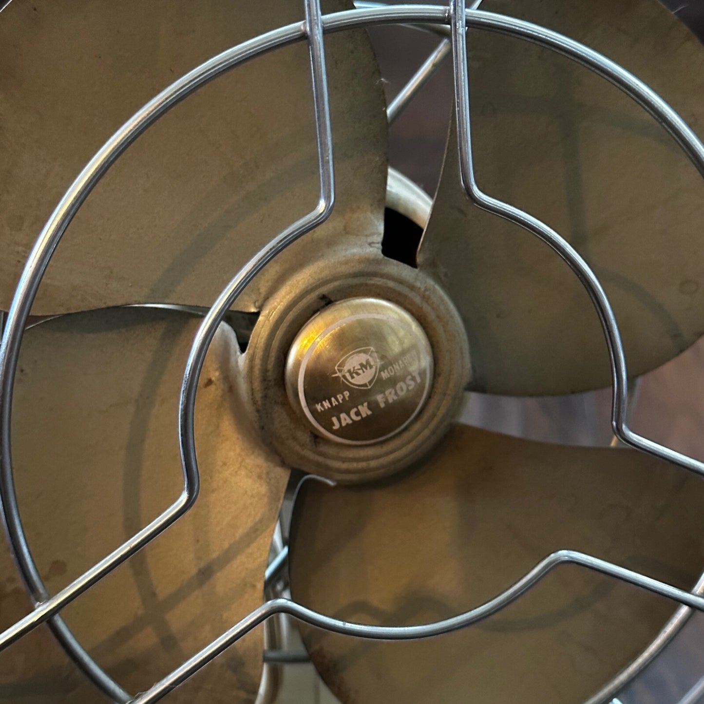 VINTAGE KNAPP MONARCH JACK FROST PORTABLE FAN DIA 1940'S USA Metal TESTED