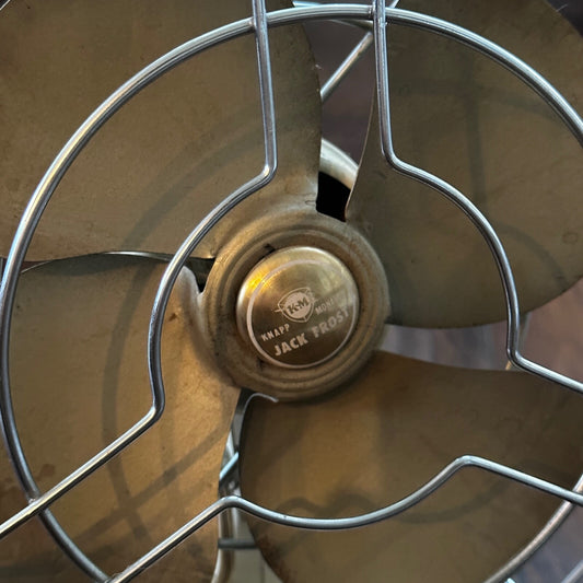 VINTAGE KNAPP MONARCH JACK FROST PORTABLE FAN DIA 1940'S USA Metal TESTED