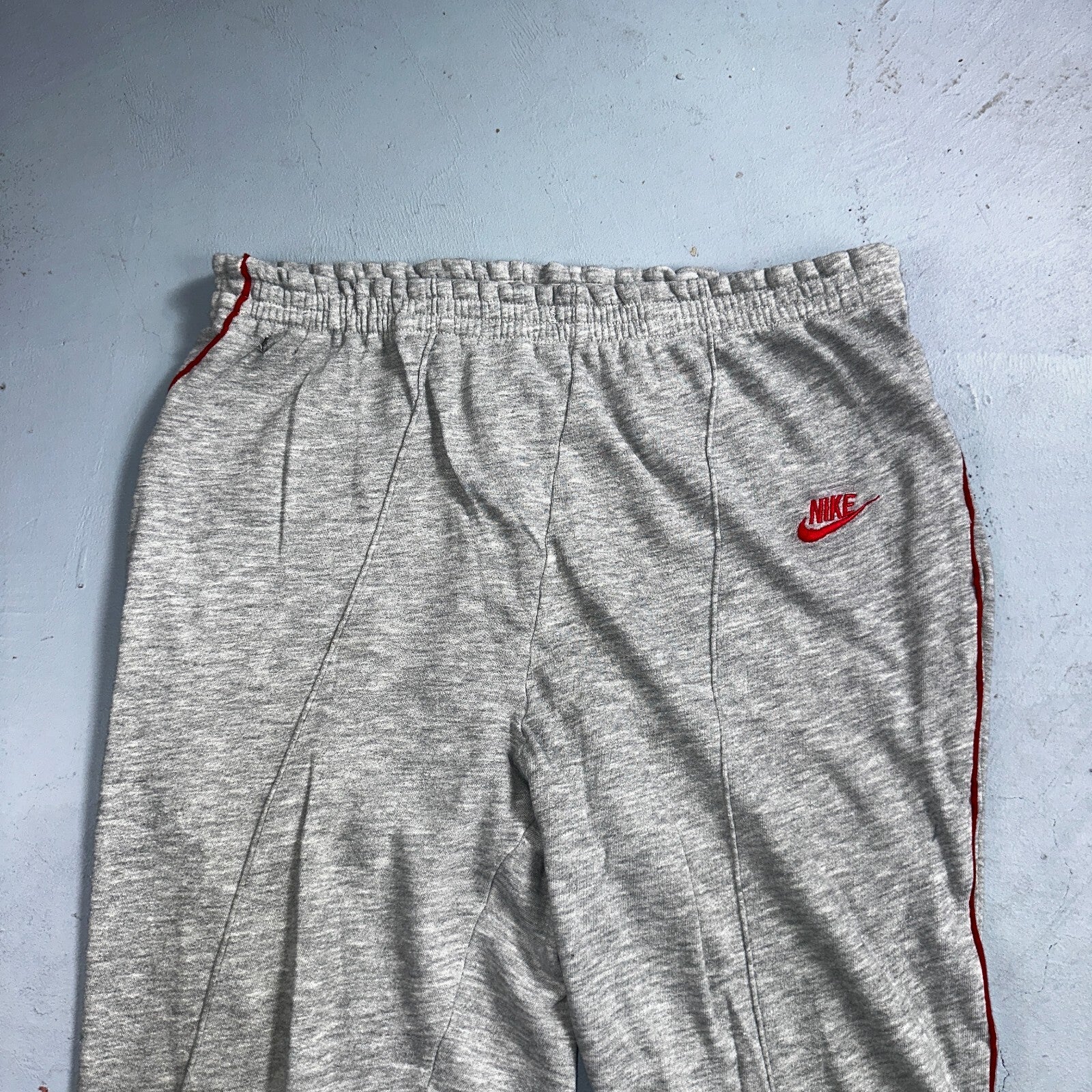 Nike Vintage 80s Sweatpants Large Gray Red Trim Blue Tag 1980s Cotton Jogger