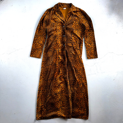 VTG ENT Jacket Womens Cheetah Outdoors Entrancy USA 70s Rockabilly Long Coat