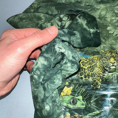 Rainforest Cafe VTG Shirt Mens Large Green Tie Dye Las Vegas Y2K Faded THrashed