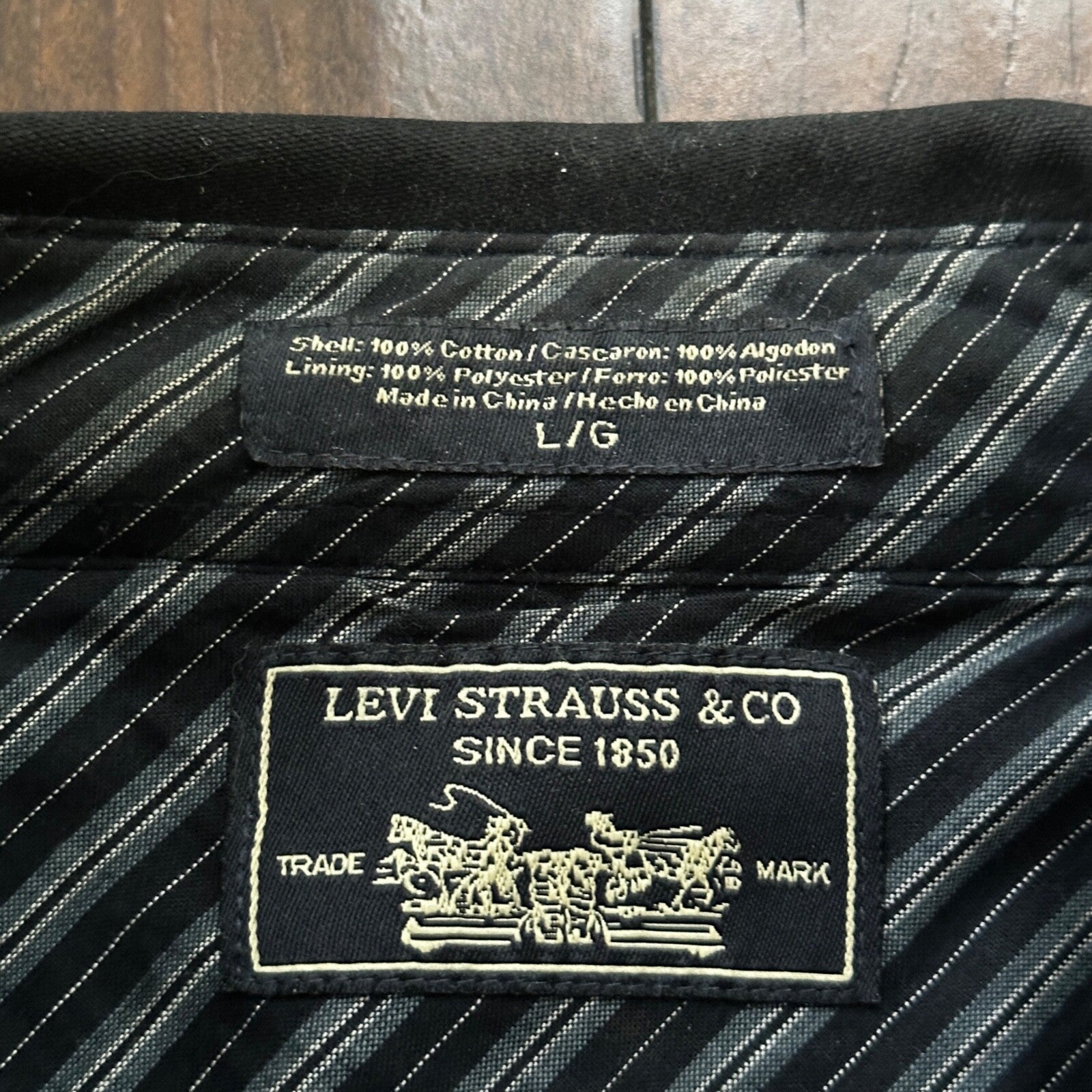 Levis Jacket Shirt Men L Blue Navy Button Up Flannel Lined Shacket Vtg