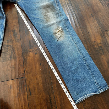 VTG 80s Levis 501 Button Fly 38x36 USA Tag Jeans Straight Wash Blue XX Act 34x32