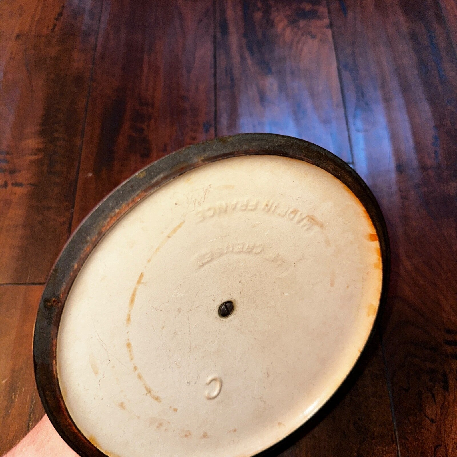 Le Creuset #20 Pan Round Dutch Oven Lid Only France Enamel VTG Pot Brown C