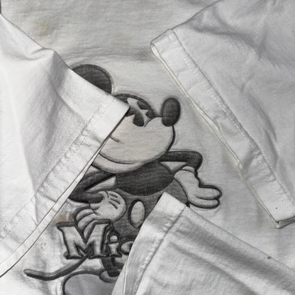 Disney Mickey Mouse Stained Y2K VTG T Shirt 2000s Cute Embroidered White Tee USA