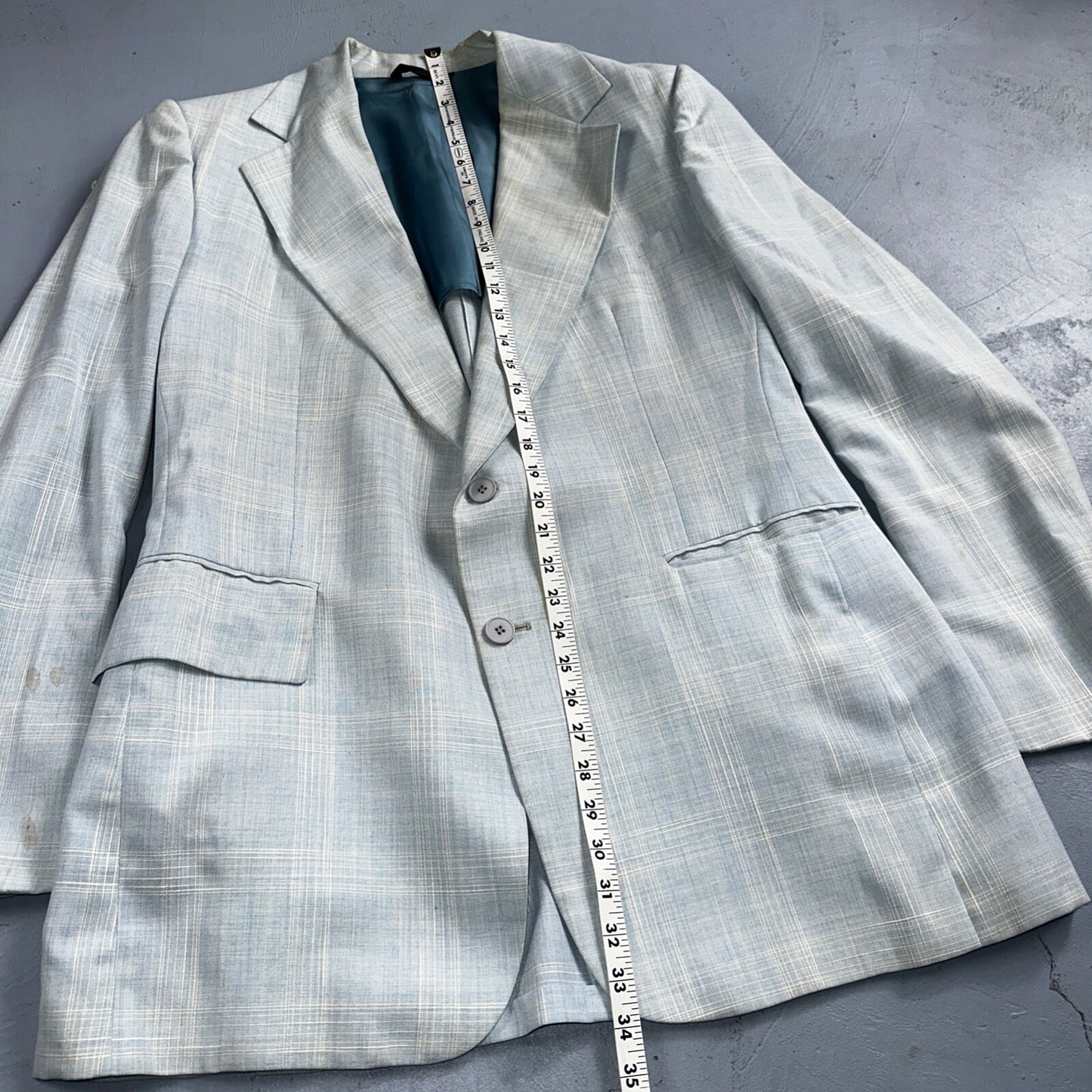 VTG Mens 3 PC Suit 44 Jacket Coat Pants Vest Plaid Rockabilly 70s Stained