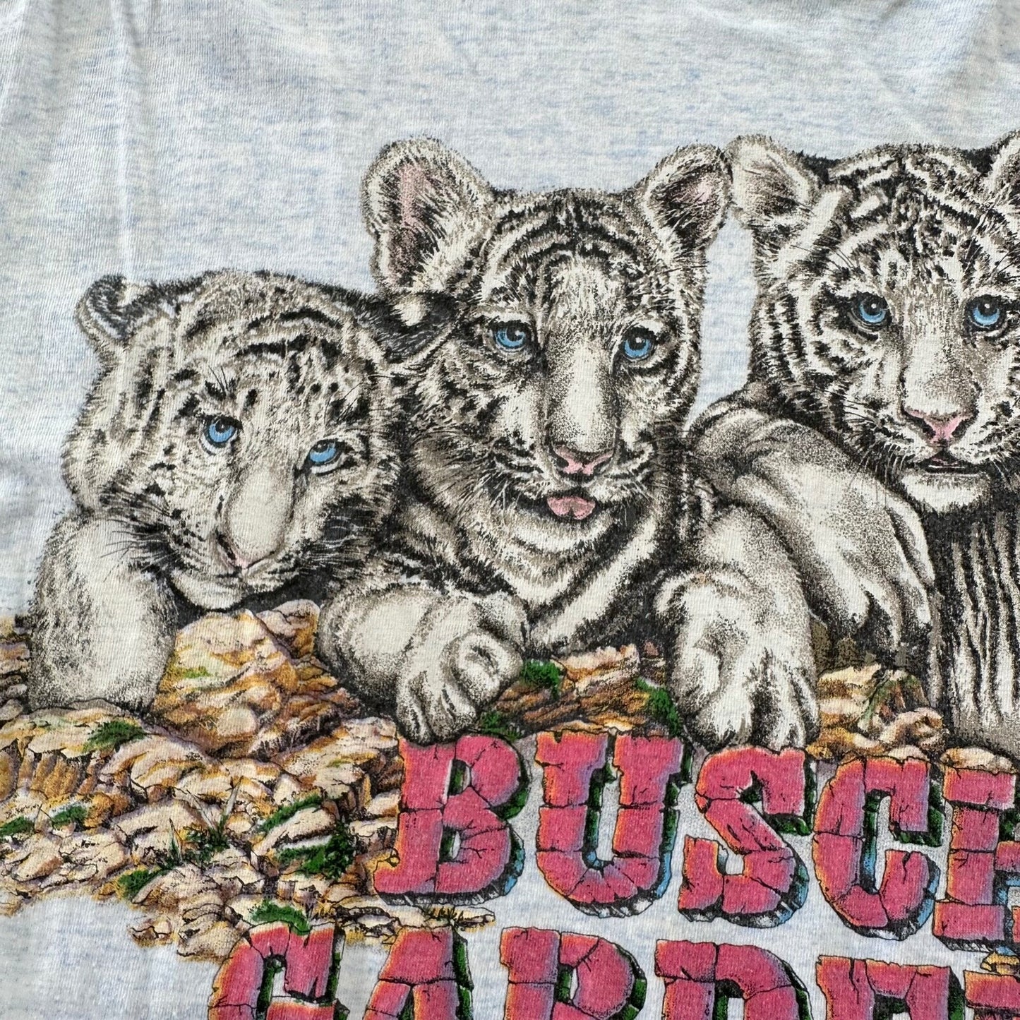 Busch Gardens White Tigers Vintage T Shirt Animals Cats Love Cute Rap Single T