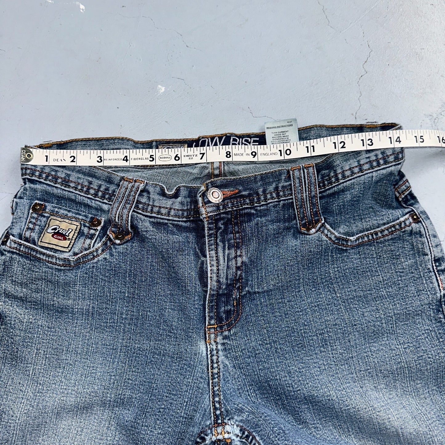 VINTAGE Cruel Girl Jeans Womens 9 Long Regular Low Rise Wide Leg Med Wash Denim