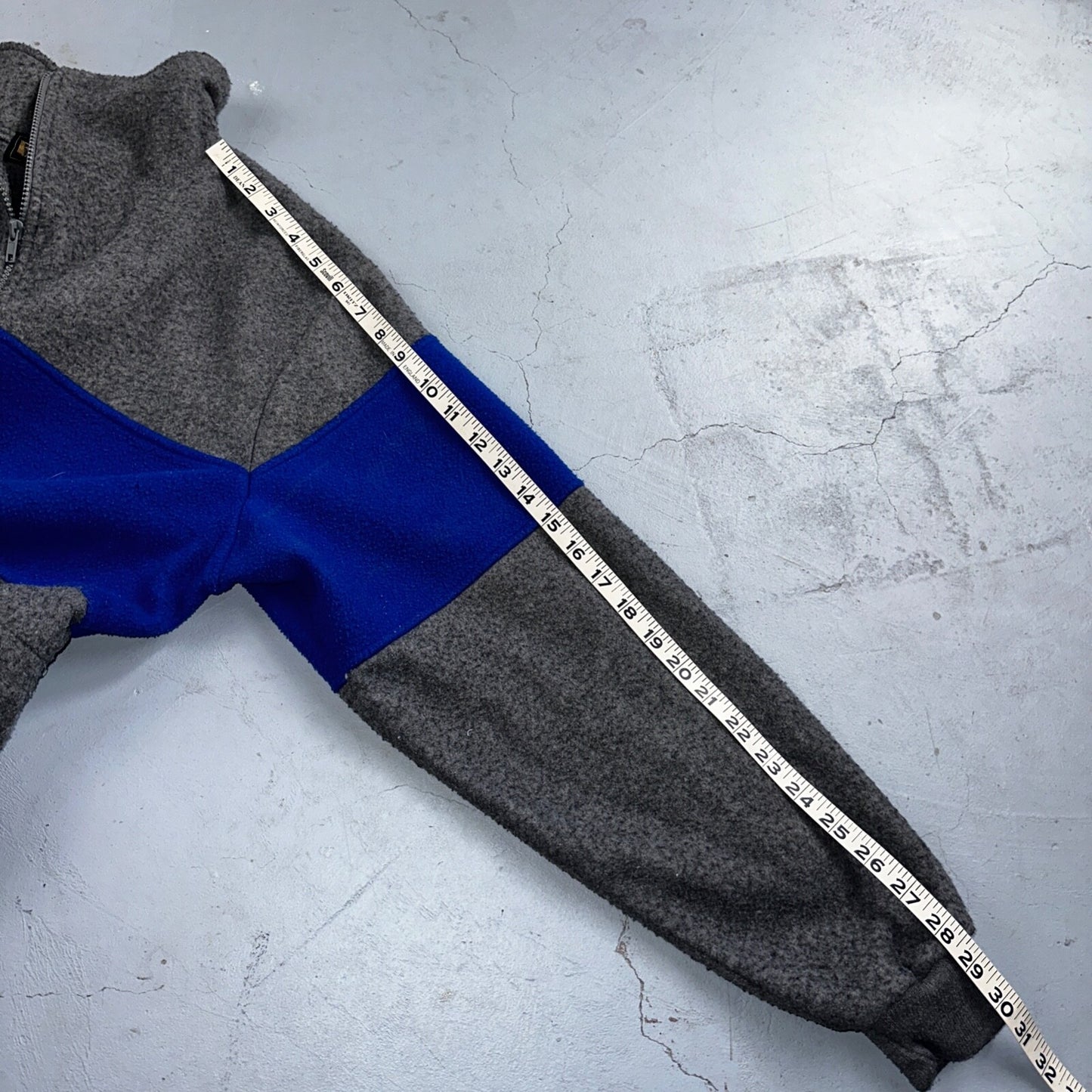 Boss 90s Quarter Zip Fleece Sweater Sweatshirt Jumper Grey Blue 1990s VTG Cool