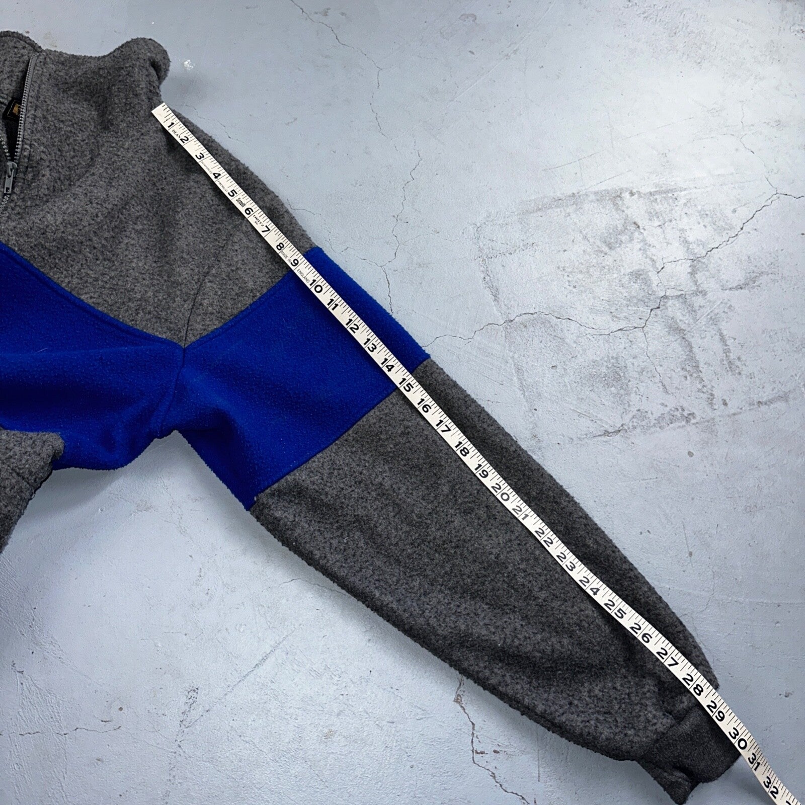 Boss 90s Quarter Zip Fleece Sweater Sweatshirt Jumper Grey Blue 1990s VTG Cool