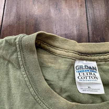 POLE Vintage T Shirt Skate Rap Music Grunge Nirvana Green Army Gildan XL Faded