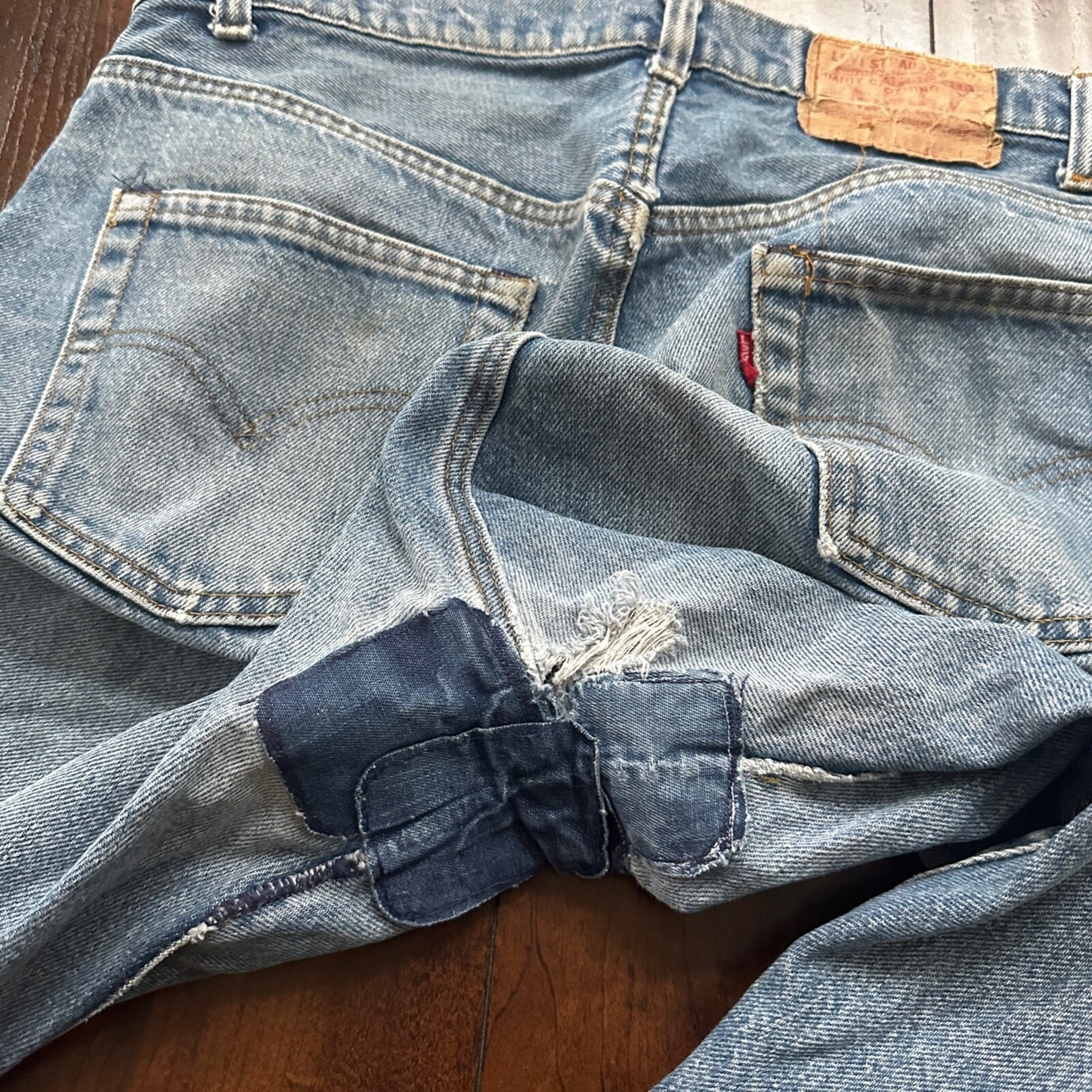 Vintage 80s Levis 505 36x36 USA Blue Jeans 501 Act 33x34 Light Wash