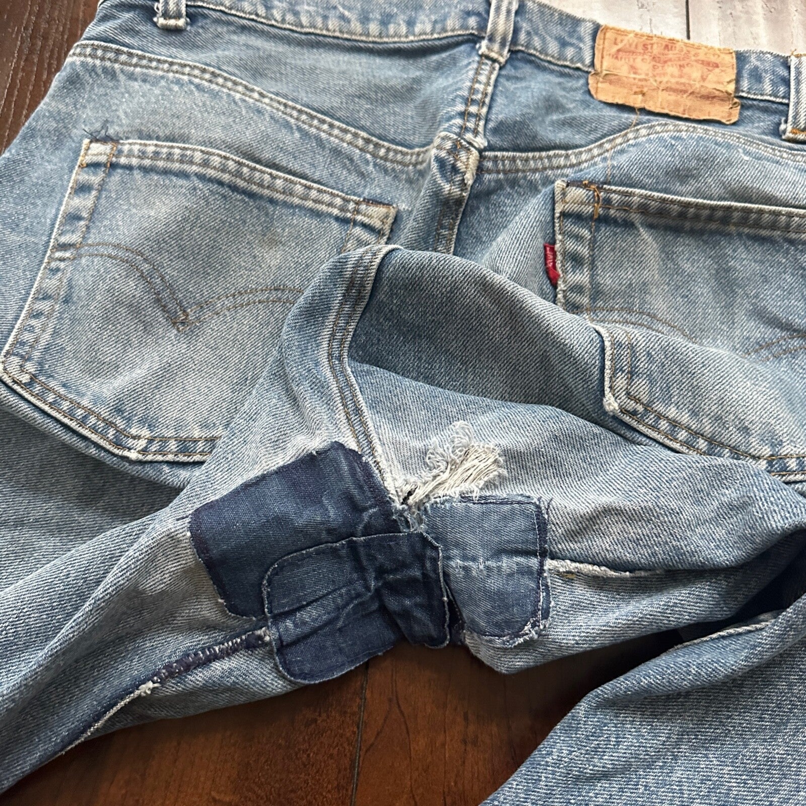 Vintage 80s Levis 505 36x36 USA Blue Jeans 501 Act 33x34 Light Wash