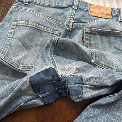 Vintage 80s Levis 505 36x36 USA Blue Jeans 501 Act 33x34 Light Wash