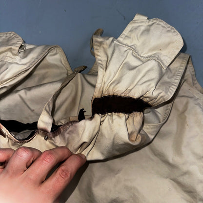 VTG Hurricane Fishing Vest Men's Size L Beige Sleeveless Zip-Up 100% Cotton 70s