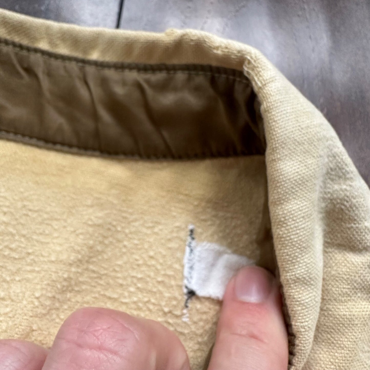 VTG Beige Shirt Mens L Cowboy Tan Chamois Flannel Button Up Pockets 80s