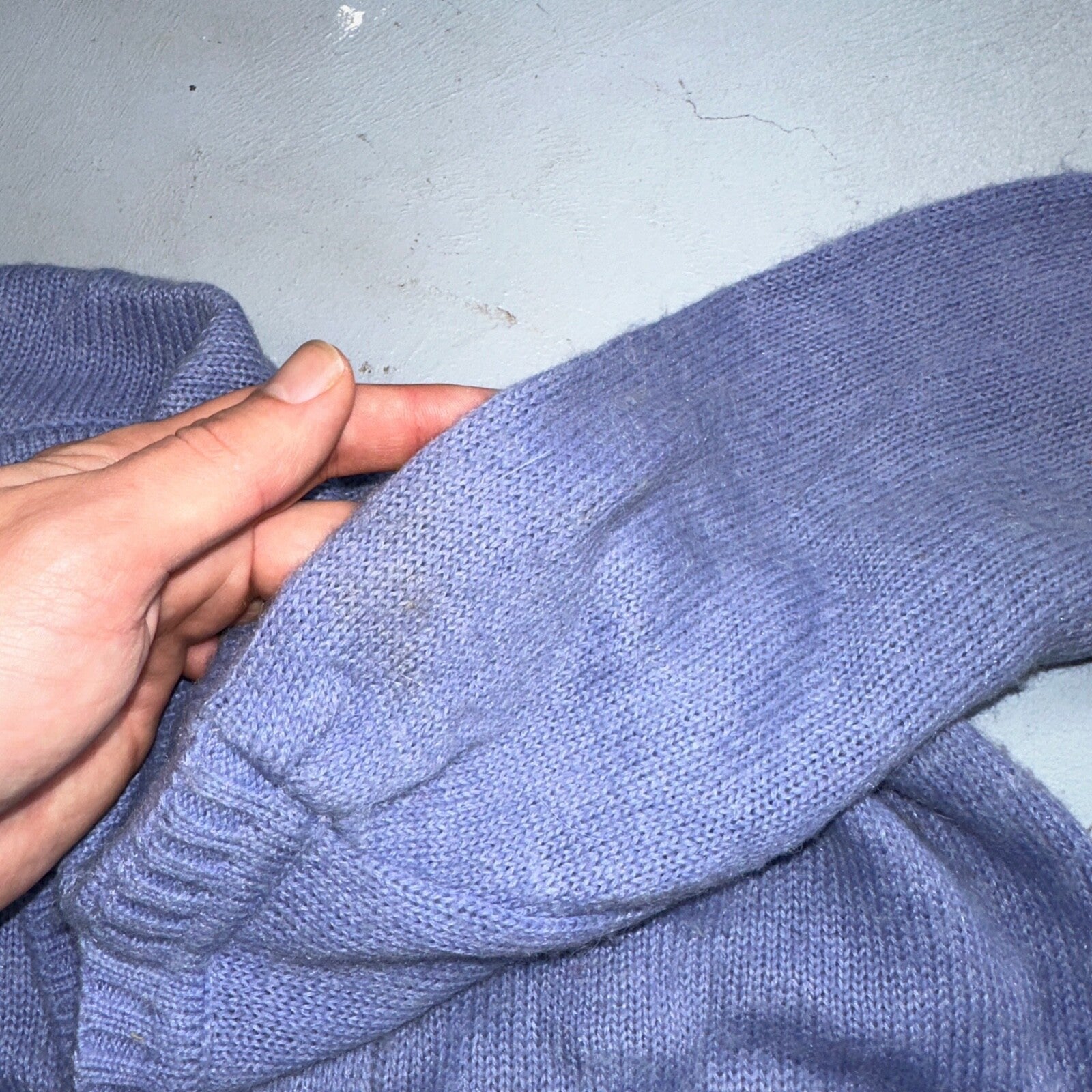 Vintage Sweater Womens Purple Open Knit Short Sleeve 80s Round Neck Top 1980s