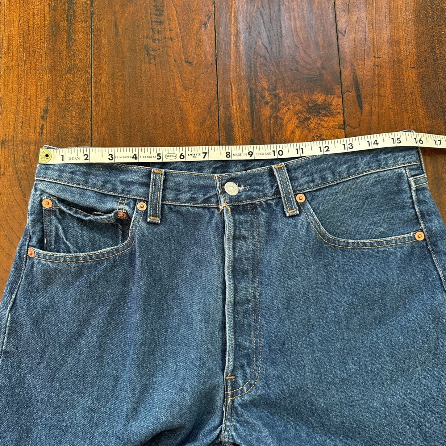 VTG Levis 501 XX Button Fly 90s USA Jeans Denim Straight Capri 34x30 Act 31x26