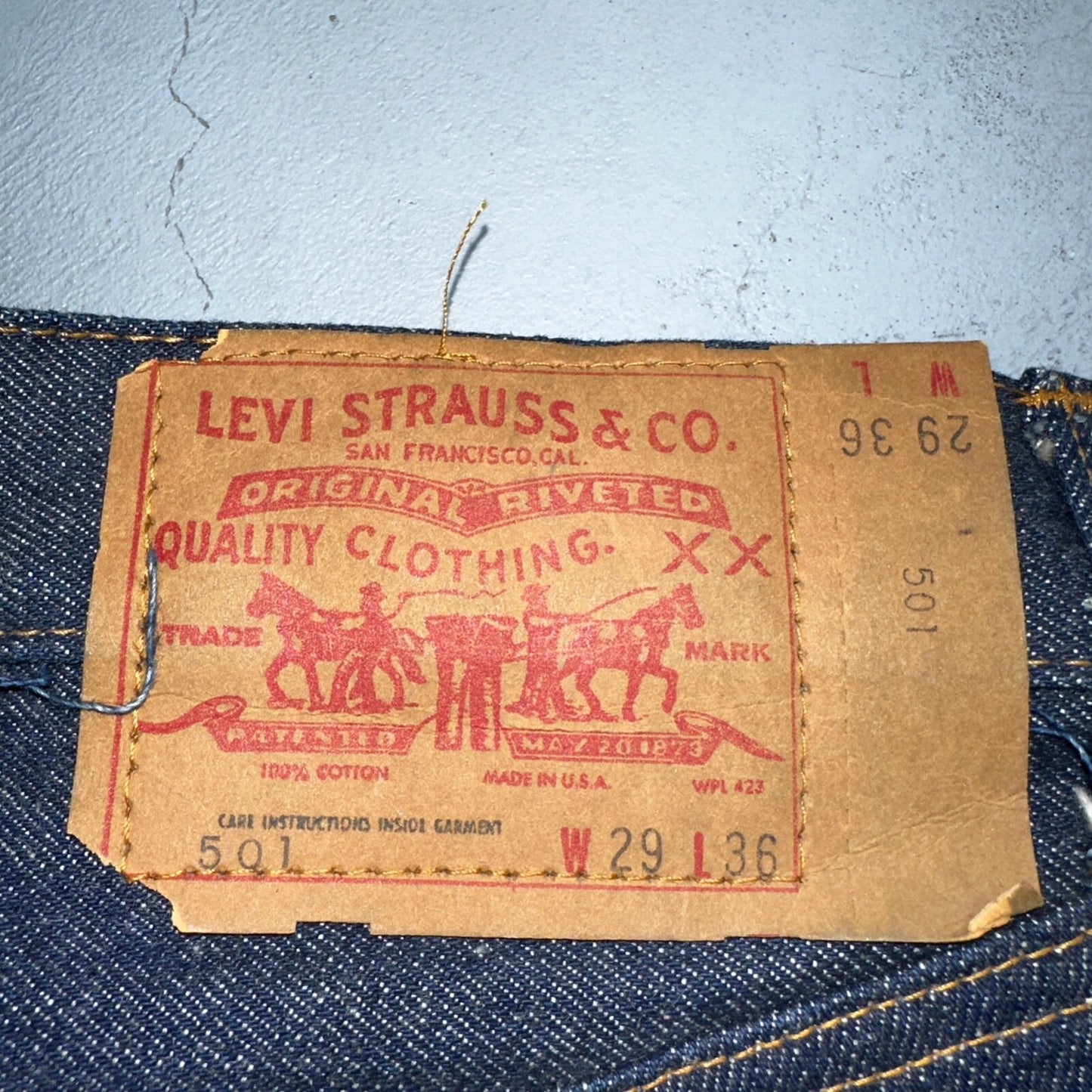 Levis 501 VTG 70s SS Deadstock Redline Selvedge Jeans XX 1966 29x36 Rare Dark DS