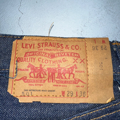 Levis 501 VTG 70s SS Deadstock Redline Selvedge Jeans XX 1966 29x36 Rare Dark DS