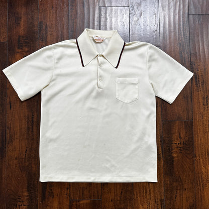 Vintage Jantzen Classic Look White Polo Shirt Single Stitch Size L 1970s 70s