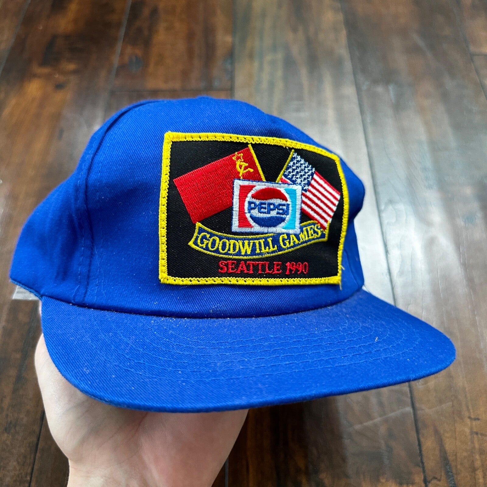 Goodwill Games Seattle 1990 VTG Hat Cap Snapback Blue Bins Pepsi USA